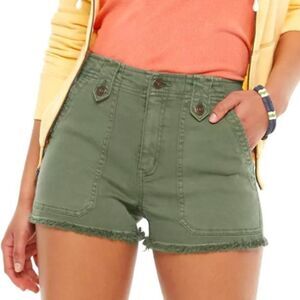 Juniors‎ Fray Hem Utility Short High Rise Stretch 2.5 Inseam